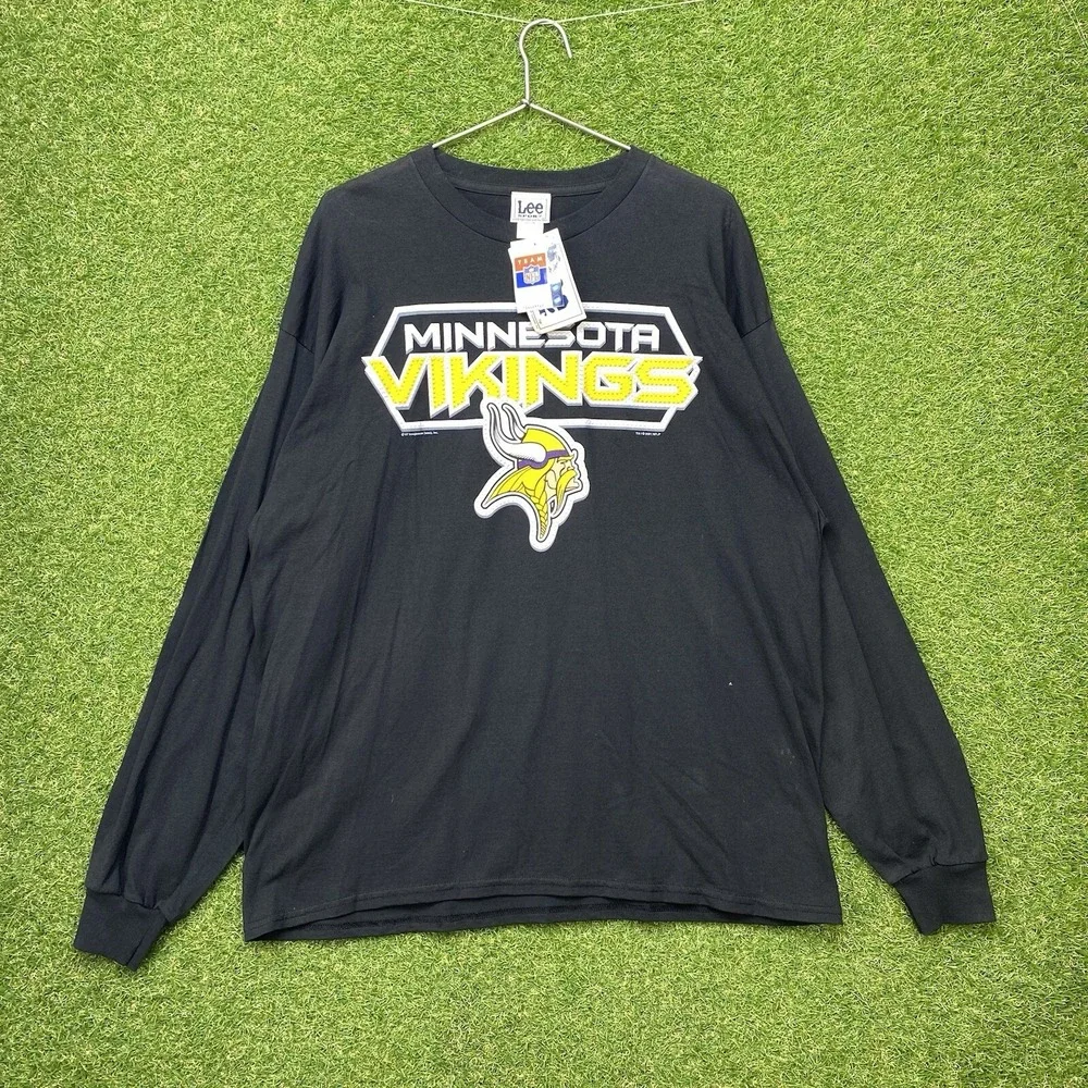 Vintage Lee Sport Minnesota Vikings Shirt Mens 2XL Long Sleeve USA Black 90s